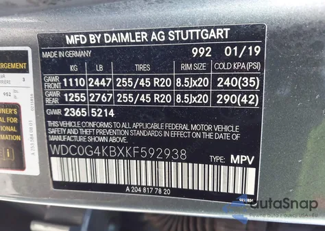 2019 Mercedes-Benz Glc 300 4Matic from USA, damaged, VIN WDC0G4KBXKF592938